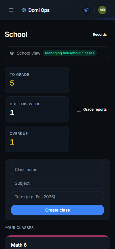 Domi Ops school module on mobile